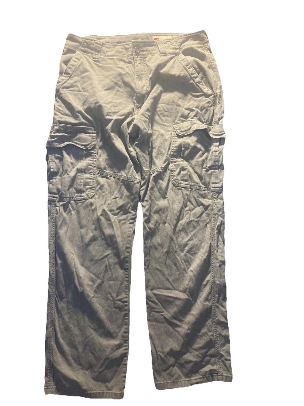 Wrangler Cargo Pants Mens 32x30 Green Relaxed Fit Canvas Workwear Casual Pockets